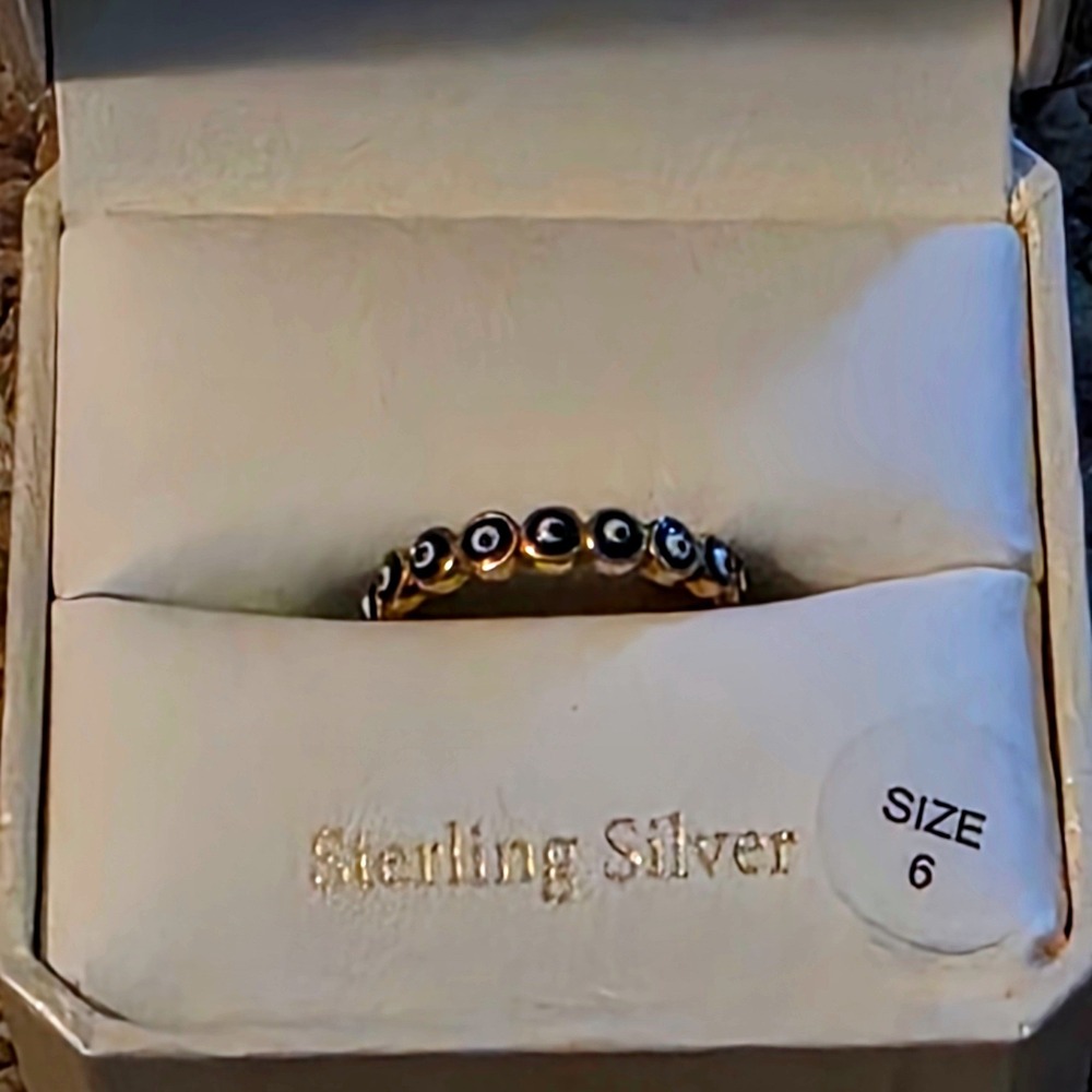 Cynthia Rowley Sterling Silver Evil Eye Enamel Eternity Band Ring Size 6 NEW